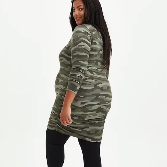 Super Soft Green Camo Maternity Tunic Tee Army Size 2X - Picture 4 of 8